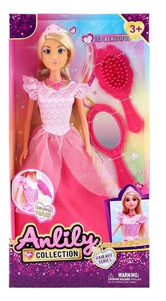 Лялька 616830 (48) висота 30 см, шарнірні кінцівки, щітка для волосся, дзеркальце, корона, намисто, знімний одяг та взуття, в коробці