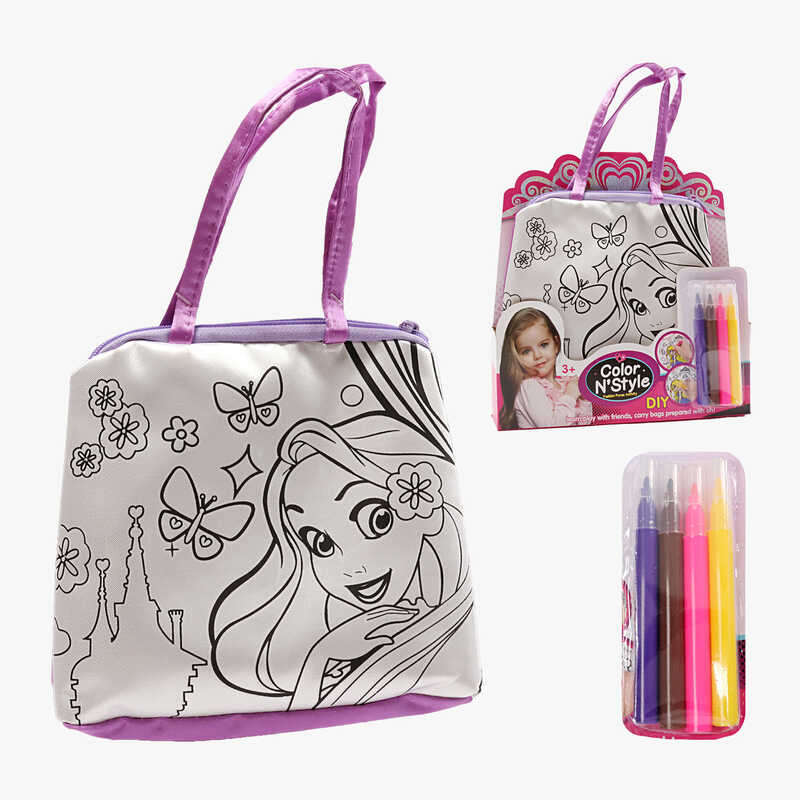 Сумка-розмальовка 612-1 (192/2) текстильна, 4 мініфломастери, застібається на блискавку, на листі