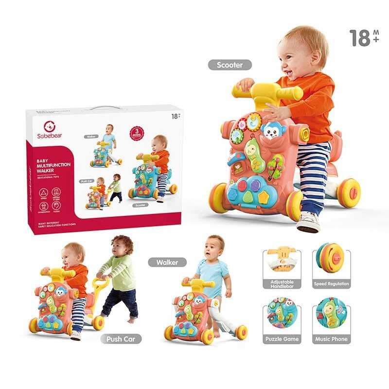 Каталка YL 621 A (8) 2 кольори, толокар, ігровий центр, пальчикові ігри, інтерактивний телефон, звук, підсвічування, в коробці