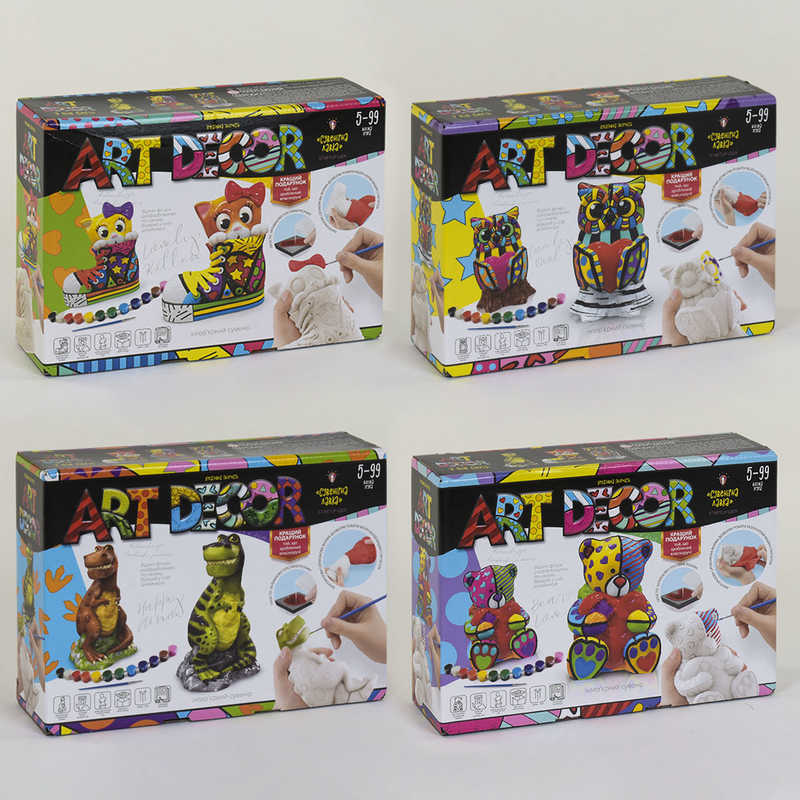 гр Набір для гіпсового лиття "ART DECOR" ARTD-01-01U.02U.03U.04U УКР. (8) "Danko Toys" ВИДАЄТЬСЯ МІКС ВИДІВ