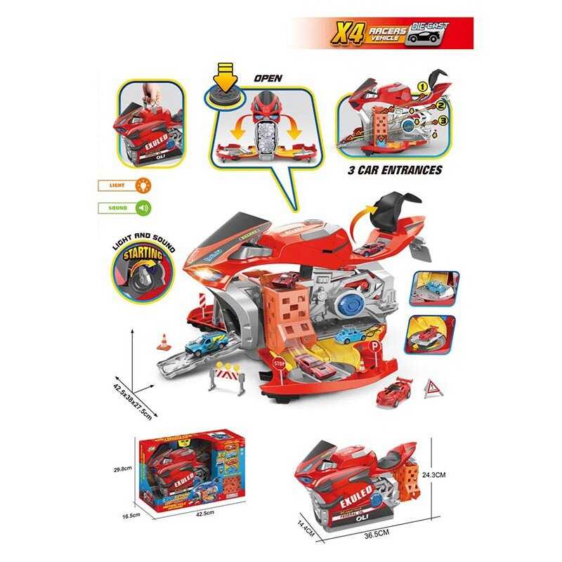 Трек SK 120 X (12) 3 рівні, 4 машинки, звуки, підсвічування, рухливі елементи, муляжі оточення, наліпки, в коробці