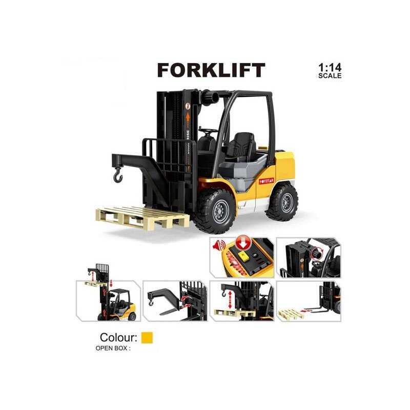 Спецтехніка 666-61 R (24) “Навантажувач”, масштаб 1:14, механічний підіймач, звуки, підсвічування, рухомі елементи, гумові шини, піддон, в коробці