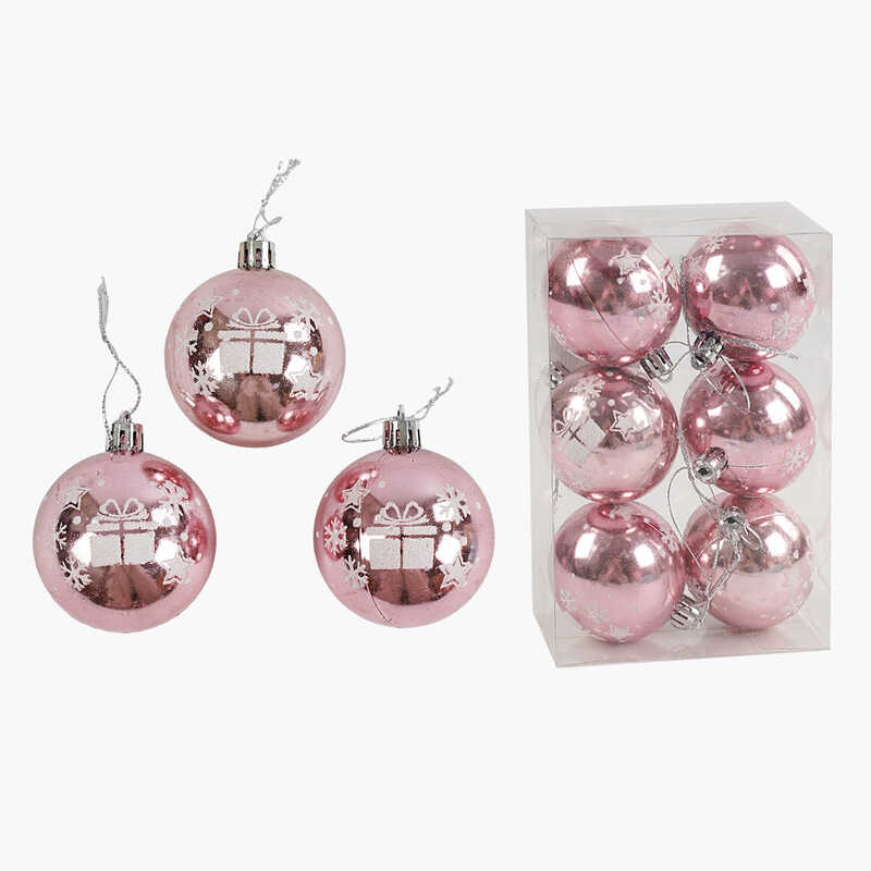 Новорічні прикраси C 67674 (120) 6 штук, кульки, D = 5,5 см, у слюді