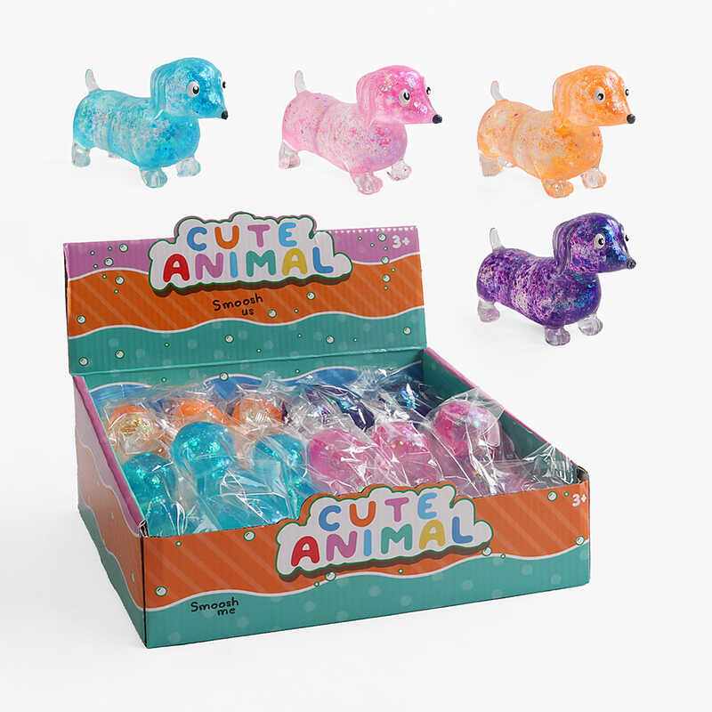 Гра антистрес M 18584 (12) ЦІНА ЗА 12 ШТУК В БЛОЦІ, “Песик”, гелеве наповнення, блискітки, в коробці