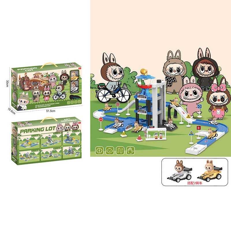 Трек 111-480 F (24/2) 2 машинки, 3 рівні треку, механічний ліфт, герої, в коробці