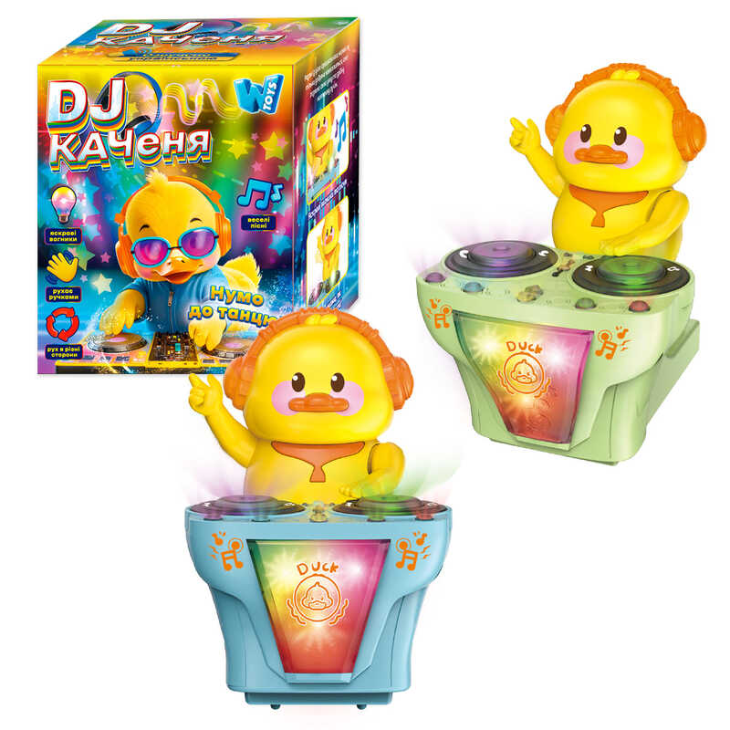Каченя-діджей 51161 (60) "WToys", 2 кольори, ОЗВУЧ. УКР. МОВОЮ, музика, підсвічування, рухи, в коробці