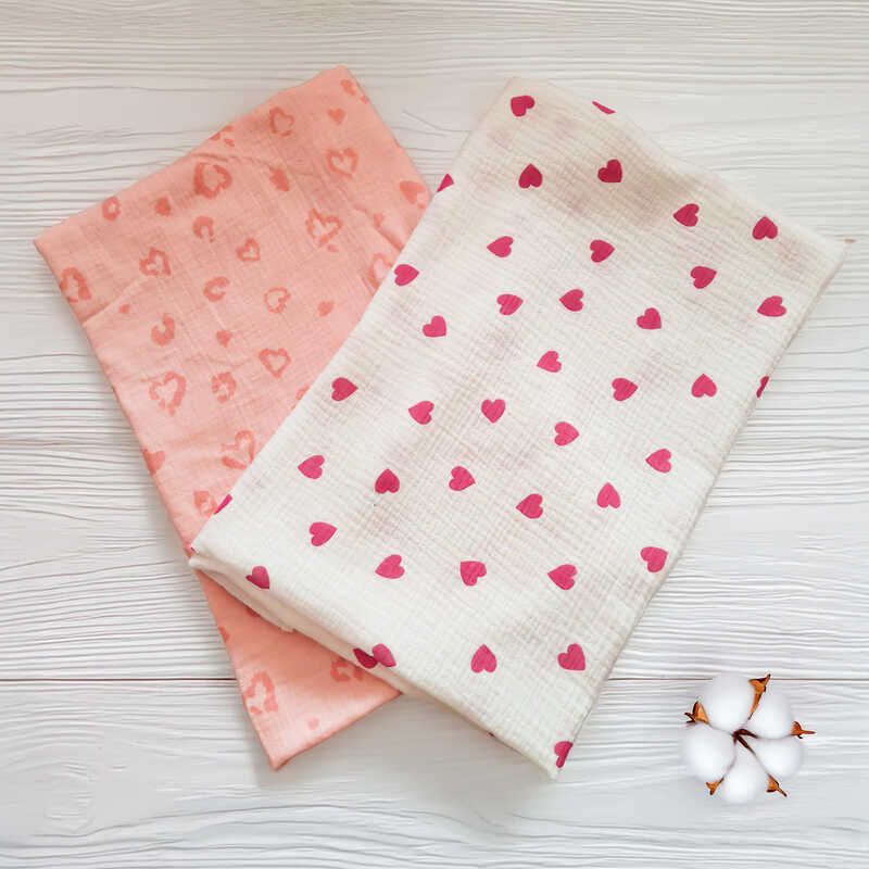 гр Комплект пелюшок "Серце" 98706 (1) 2шт в комплекті, тканина МУСЛІН, розмір 100*70 см "Bimbo"