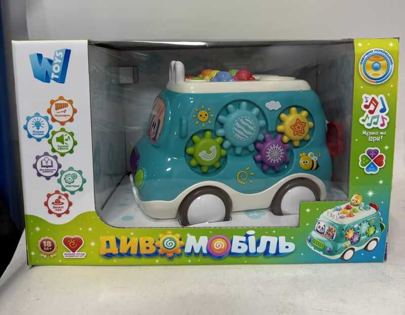 Диво-мобіль 16537 (24) "WToys", ОЗВУЧУВАННЯ УКРАЇНСЬКОЮ МОВОЮ, підсвічування, пісні, казки, спінер, шестерні, ксилофон, ноти, гра на швидкість реакції, в коробці