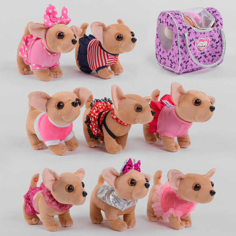 Собачка в сумці С 50083 (100) "Чихуахуа", 8 видів, гавкає, в пакеті ВИДАЄТЬСЯ ТІЛЬКИ МІКС ВИДІВ