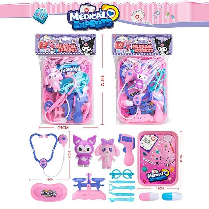 Набір лікаря 999 B-8 (120/2) 2 види, стетоскоп, термометр, інструменти, таця,  таблетка, ваги, герой, в пакеті