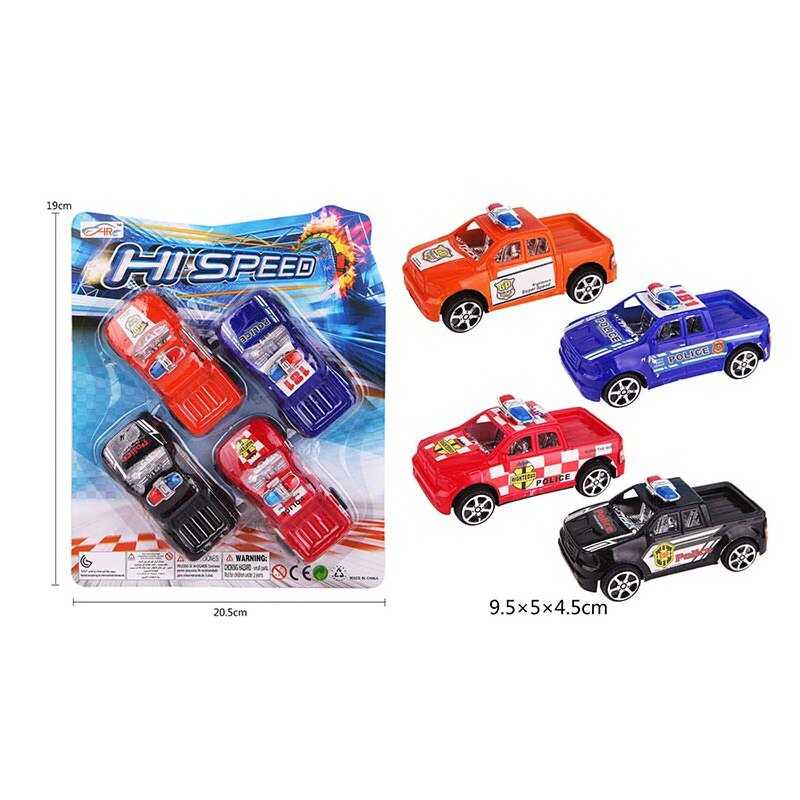 Набір машин 168-4 X-1 (192/2) 4 штуки, поліцейська служба, інерція, на листі