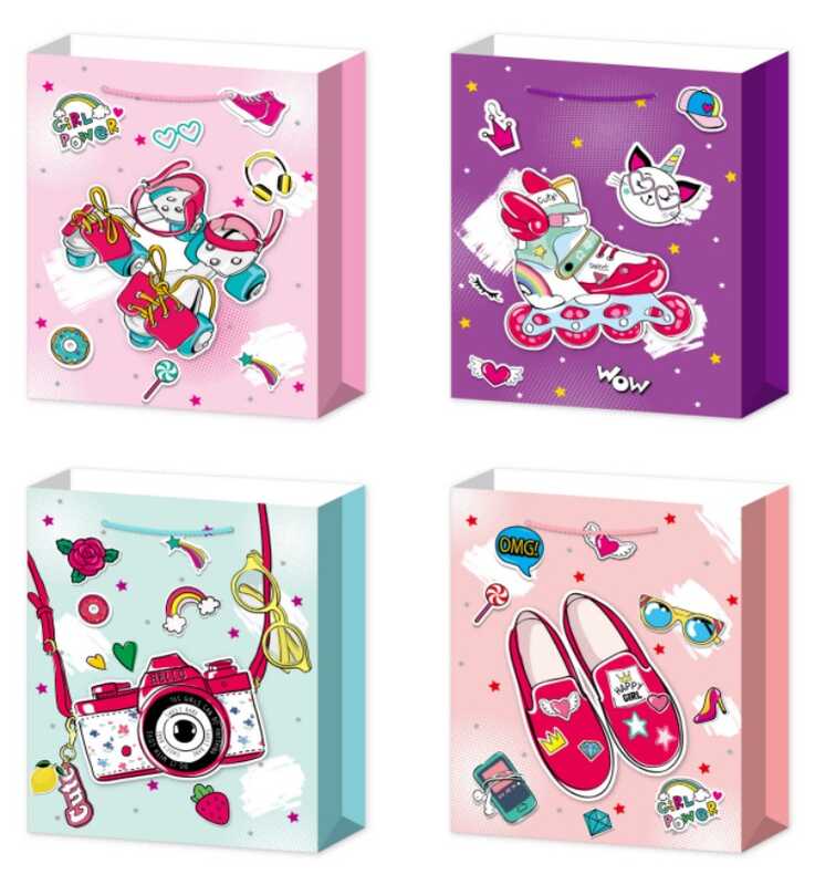 Пакет подарунковий С 69686 (480) 4 види, СЕРЕДНІЙ, ВИДАЄТЬСЯ ТІЛЬКИ МІКС ВИДІВ