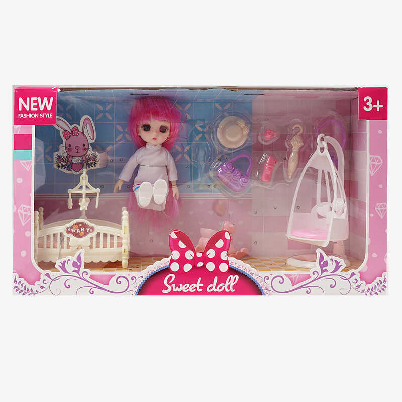 Лялька R 100-155-40 (48/2) 15 см, імітація скляних очей, шарнірні суглоби, аксесуари, в коробці