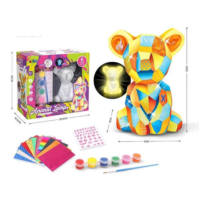 Набір для творчості "Нічник" A 8805 F-1 (72/2) "Ведмедик", підсвічується, фарби, пензлик, наліпки, в коробці