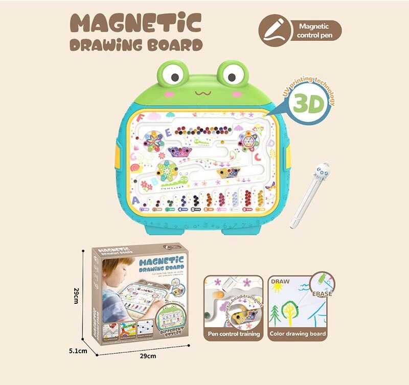 Магнітна гра 666-8 A (60) “Жабка”, магнітний стилус, сортер, кульки, перешкоди для кульок, в коробці