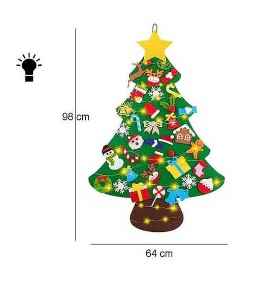 Набір для творчості D 40 (48) “Фетрова ялинка”, висота: 96 см, іграшки на липучках, діодна гірлянда, в пакеті