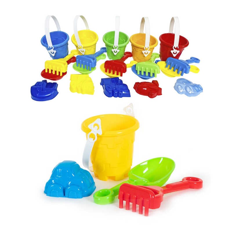 гр Набір дитячий "Відро №7 + лопатка, граблі, пасочки" 1267 "BAMSIC"