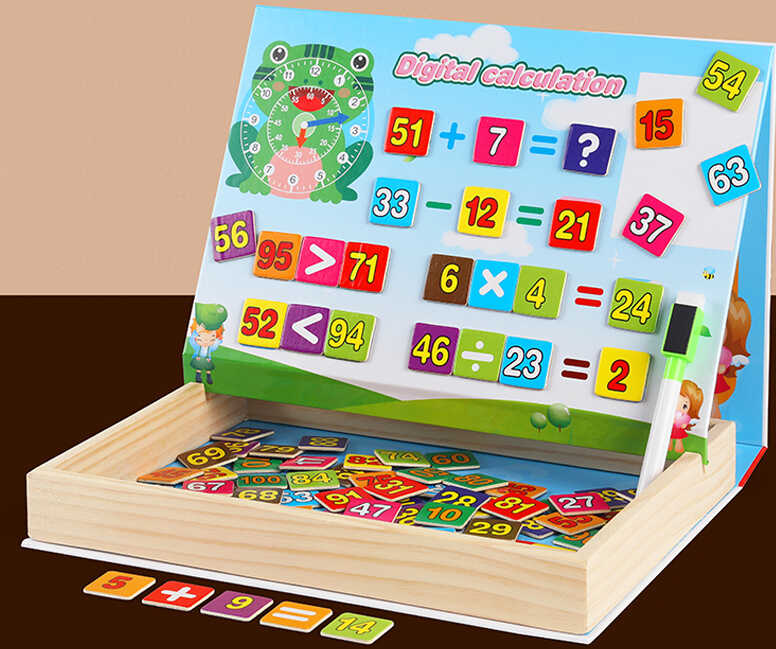 Дерев'яна магнітна дошка C 74018 (32) магнітні цифри, дошка пиши-стирай, в коробці