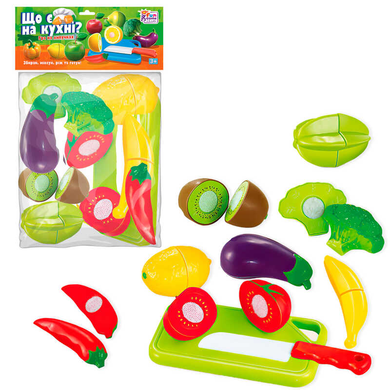 гр Продукти на липучках “Що є на кухні?” 65276 (192/2) "4FUN Game Club", 10 елементів, обробна дошка, ніж, у пакеті