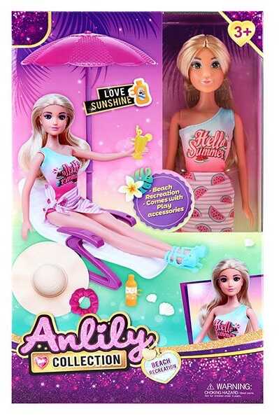 Лялька 616109 (36) висота 30 см, знімний одяг, аксесуари, рухомі кінцівки, шезлонг, в коробці