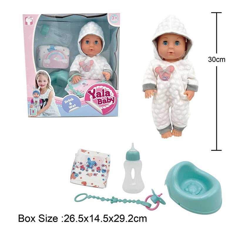 Пупс YL 2430 L-W (16) п'є з пляшечки, ходить на горщик, заплющує очі, аксесуари, висота 30 см, в коробці