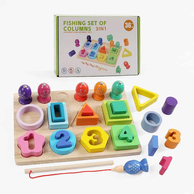 Логічна дерев’яна дошка C 74313 (28) магнітна риболовля, цифри, сортер за кольорами та формами, в коробці