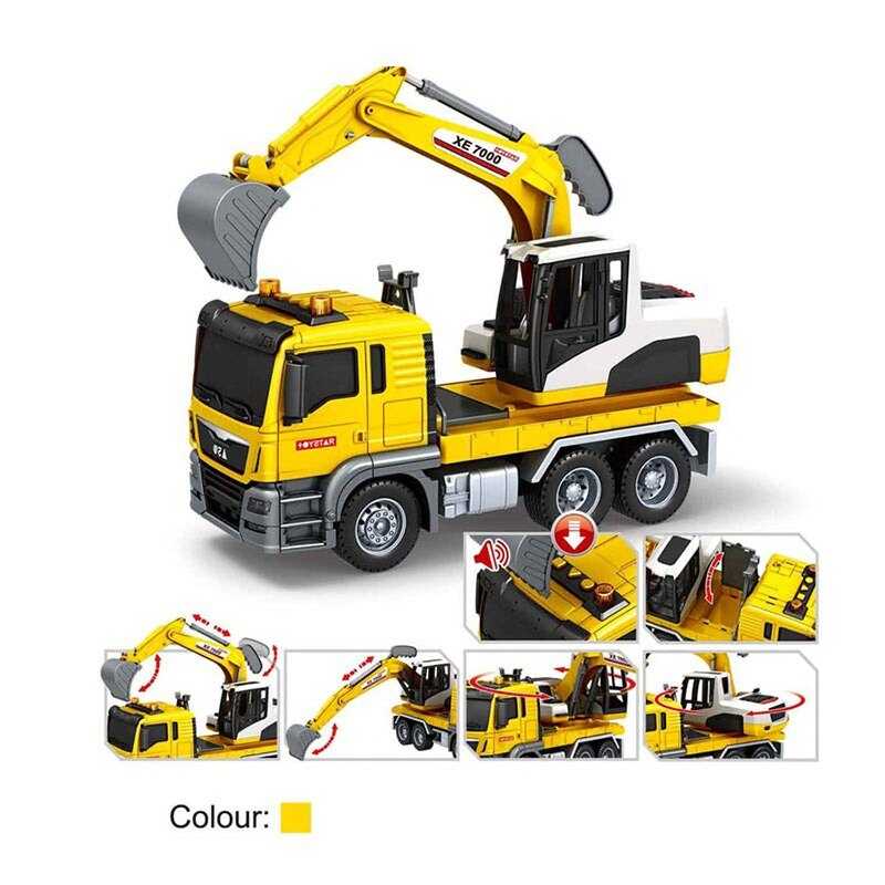 Спецтехніка 666-62 T (18) “Екскаватор”, інерція, звуки, підсвічування, гумові шини, рухливі елементи, в коробці