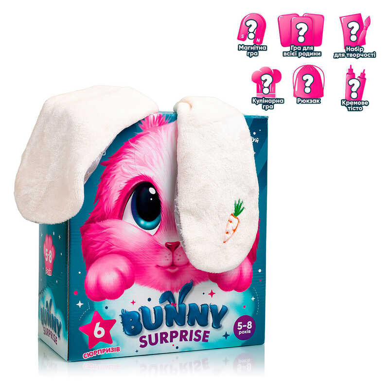 гр Гра настільна "Bunny surprise" maxi VT 8080-10 (9) "Vladi Toys", магнітна гра, пазл, набір для творчості, настільна гра, лизун, рюкзак, в коробці