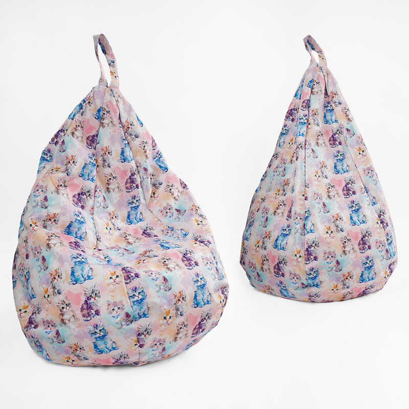 гр Крісло-мішок дитяче "Груша" Д34578 "Котики" (1) висота у підвішеному положенні 88 см, знімний водонепроникний чохол, в плівці