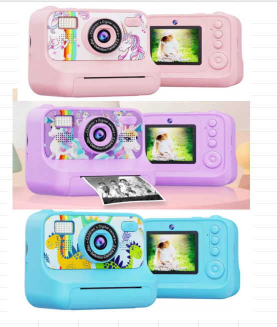 Фотоапарат-принтер C 72978 (40) 3 кольори,  type-C, роз’єм для SD карти, фото, відео, ігри, 3 рулони термопаперу, набір фломастерів, у коробці, ВИДАЄТЬСЯ ТІЛЬКИ МІКС ВИДІВ