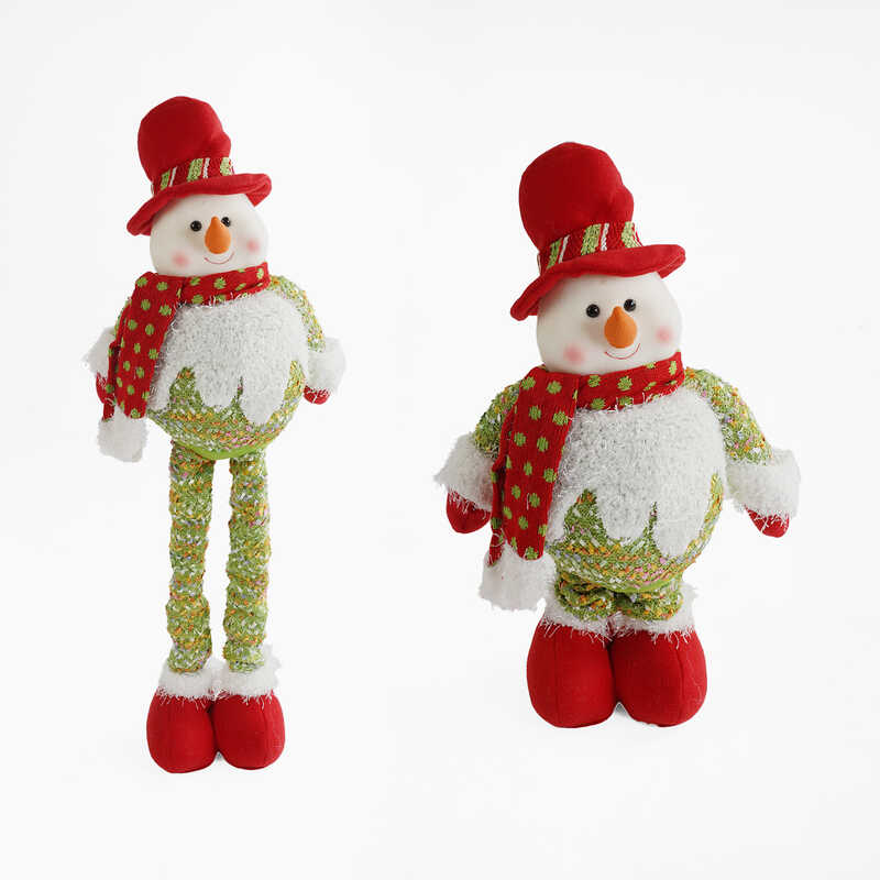 Новорічна декоративна іграшка C 67838 (24) “Сніговик”, на телескопічних ногах, мін. висота - 49 см, макс. висота - 79 см, у пакеті