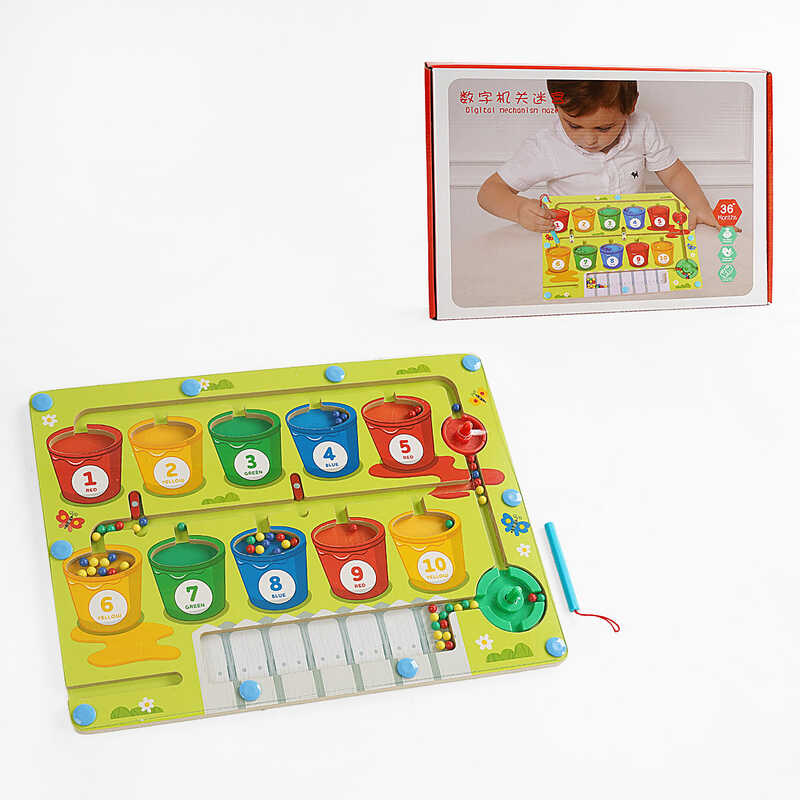 Дерев'яна магнітна гра C 60233 (26) комірки, лабіринт, магнітний стилус