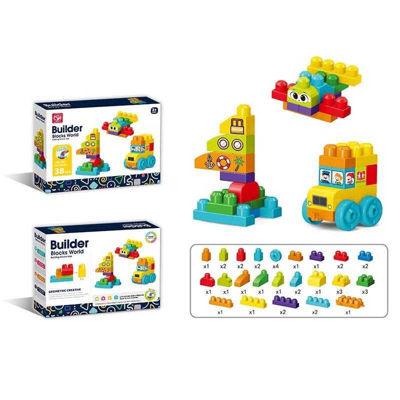 Конструктор 188-649 (16) 38 деталей, колеса, наліпки, в коробці