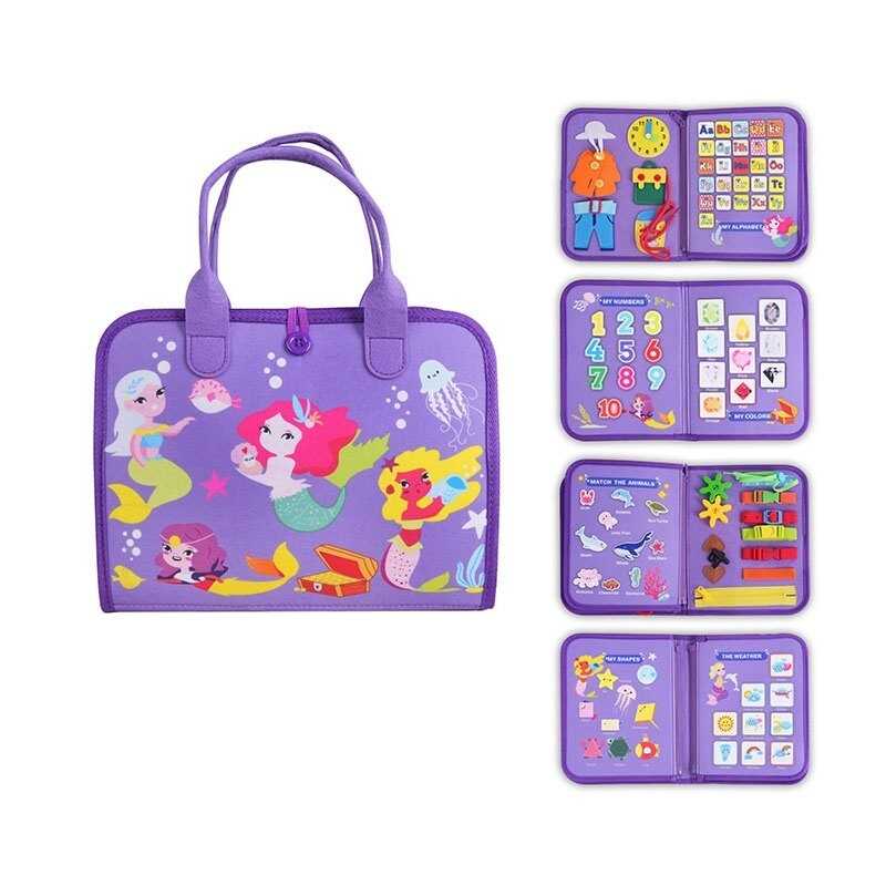 Логічна папка 25024 (50) фетр, цифри, англійський алфавіт, геометричні фігури, природні явища, морські жителі, ремінці, рухомі шестерні, в коробці