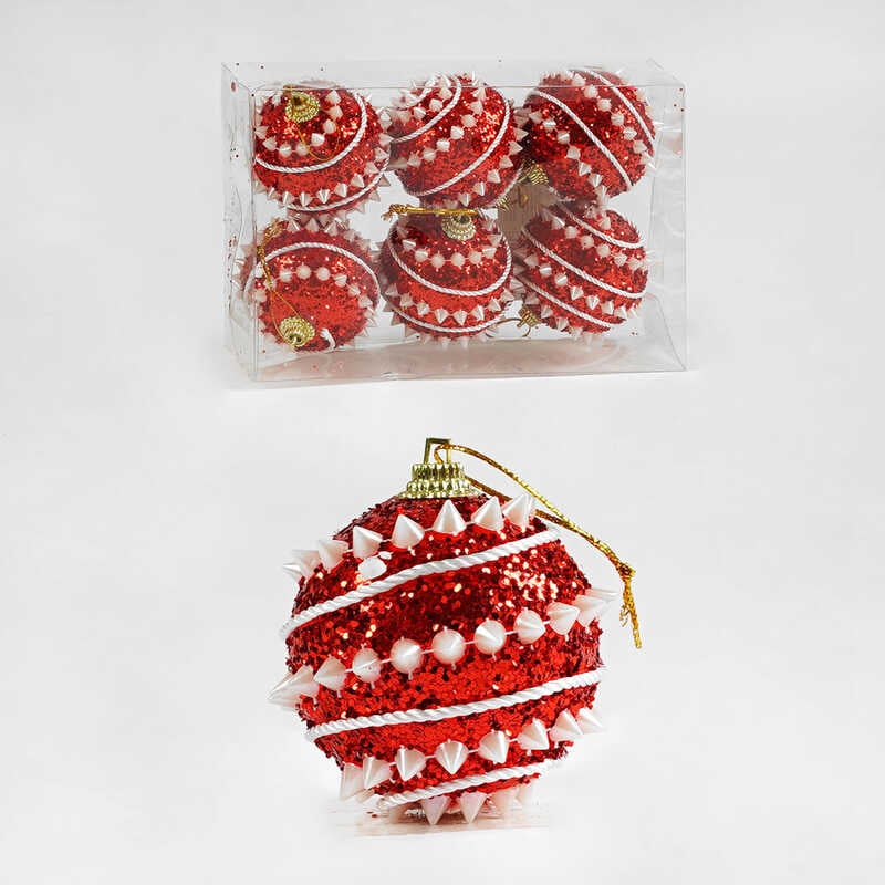 Новорічні прикраси D 35888 (133) 6 шт, кулька, D = 5.5 см, у слюді