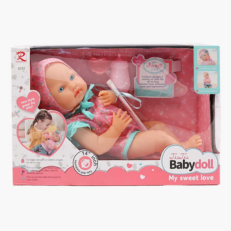 Пупс 6252 (24) гумовий, висота 33 см, рухливі кінцівки та голова, знімний одяг, пустушка, пляшечка, в коробці