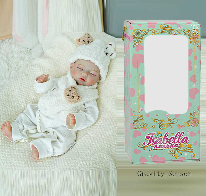 Пупс QM 24105 (12) "TK Group", функціональний, датчик руху, звуки: сміх, плач, засинає, висота: 42 см, гумовий, пустушка, пляшечка, памперс, капелюшок, шарф, в коробці