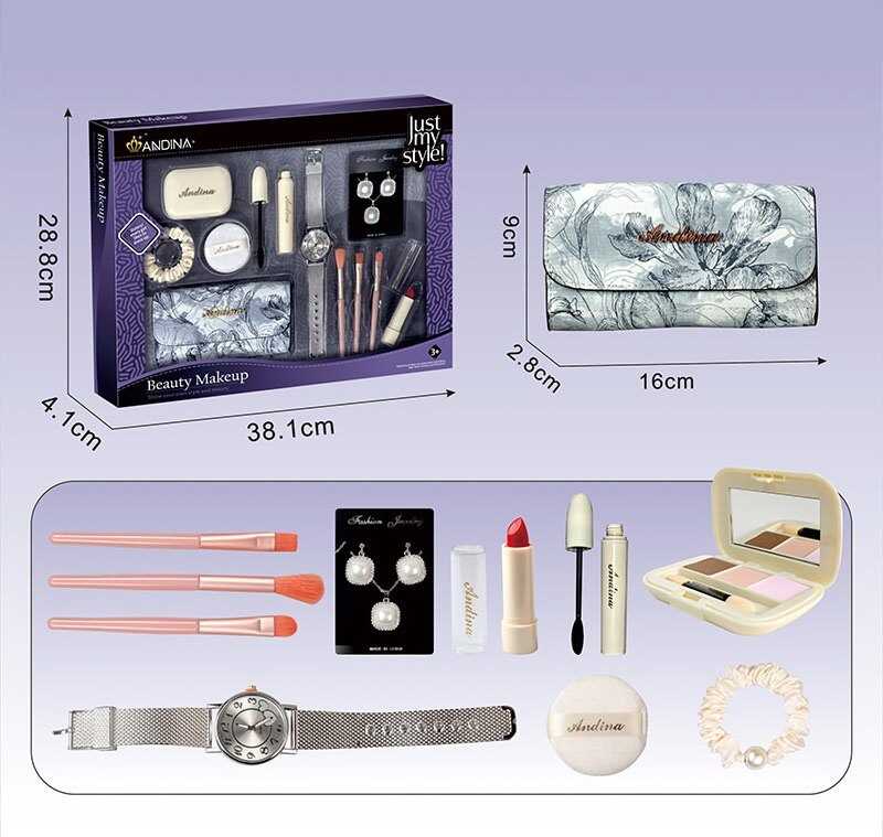 Набір аксесуарів 626-1 (60) функціональний годинник, пензлики, гаманець, прикраси, імітація косметики, резинка, в коробці