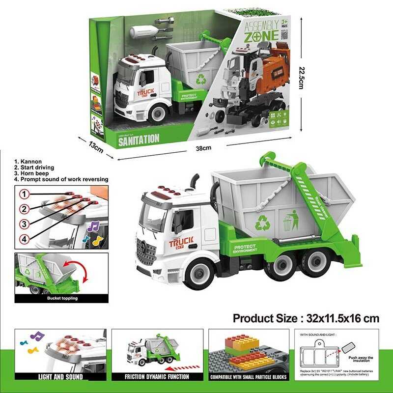 Машина-конструктор YW 9082 F (24/2) інерція, звуки, підсвічування, рухливі елементи, інструменти, в коробці