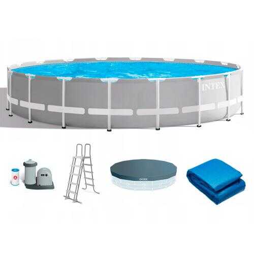 Intex Басейн каркасний 26732 NP (1) об'єм:24311л, розмір:549х122см, насос 220V: 5687 л/год, драбина, тент, підстилка