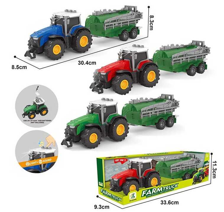 Трактор з причепом 0488-603 D (96/2) 3 кольори, інерція, 3 кнопки, в коробці
