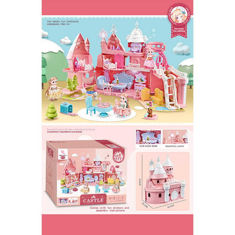 Будиночок 6687 (4) підсвічування, мелодія, 2 ляльки, меблі, аксесуари, улюбленці, наліпки, в коробці