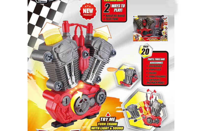 Музичний двигун 661-183 (18) конструктор, імітація запалювання двигуна, підсвічування, звуки, рухомі елементи, в коробці