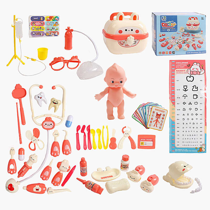 Набір лікаря 768 L (36/2) пупсик, стетоскоп, звук серцебиття, підсвічування, термометр, ліхтарик, молоточок, медичне приладдя, інструменти для огляду, в боксі, в коробці