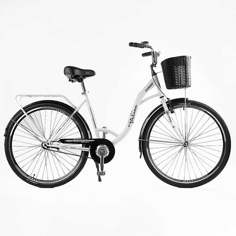 Велосипед міський Corso «FORTUNA» 28`` FR-28006 + КОШИК (1) одношвидкісний, сталева рама 20``, корзина, багажник