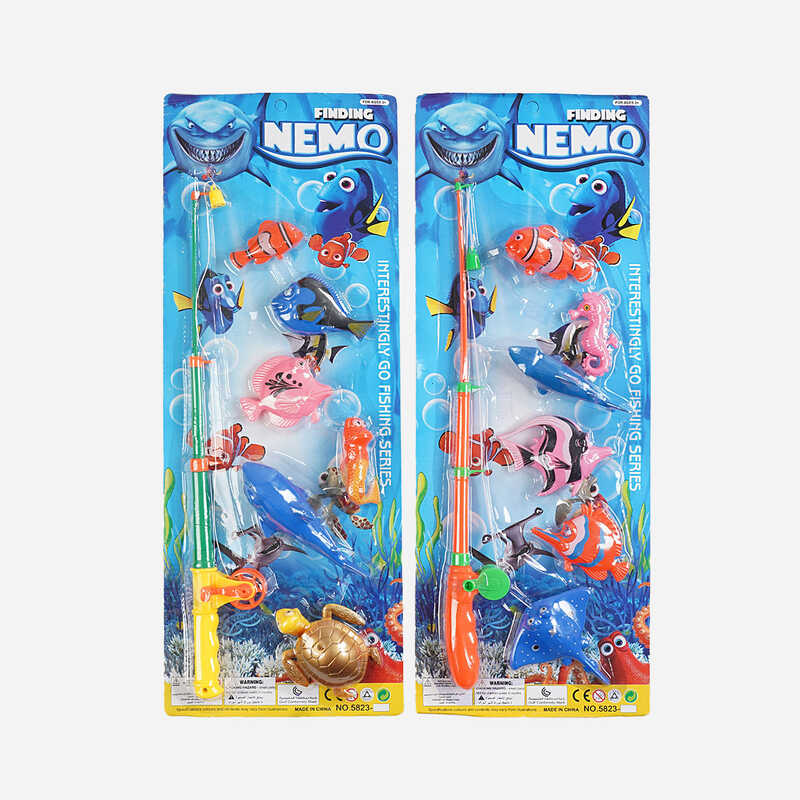 Риболовля 5823  AB (84/2) 2 види, магнітна, вудочка з котушкою, 6 рибин, на листі