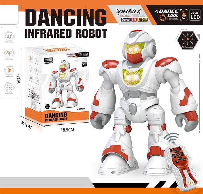 Робот на радіокеруванні M 608-3 (36) звуки, мелодії, пісні англ. мовою, підсвічування, режим програмування дій, в коробці