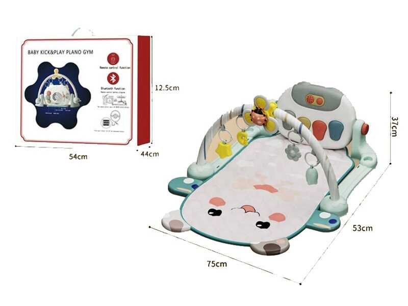 Килимок 371 (6) звук, підсвічування, ігрова панель, піаніно, мелодії пісні, спінер, 4 брязкальця, пуль керування, в коробці