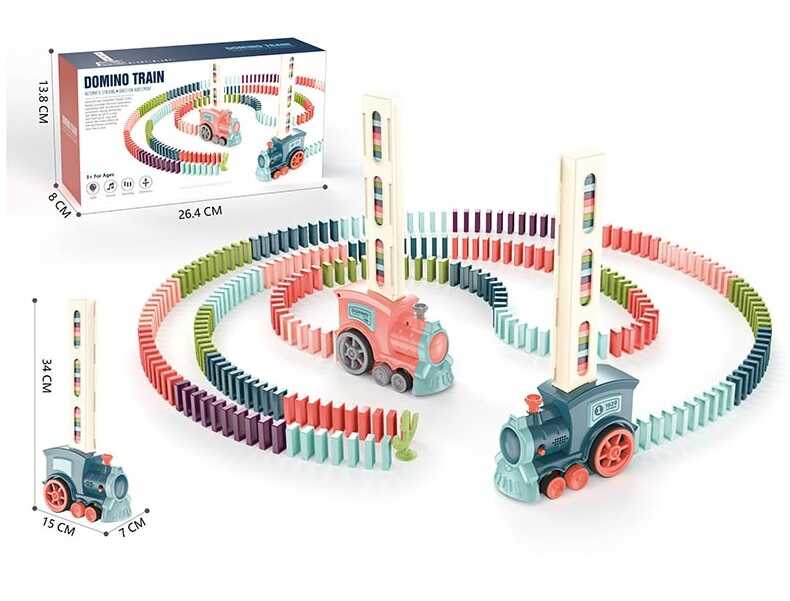 Потяг 8089 C (48) 2 кольори, світло, звук, автоматичне викладання цеглинок, аксесуари, 60 цеглинок, на батарейках, в коробці