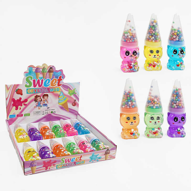 Лизун C 68868 (20) ЦІНА ЗА 12 ШТУК В БЛОЦІ, глітер, пінопластові кульки, в коробці